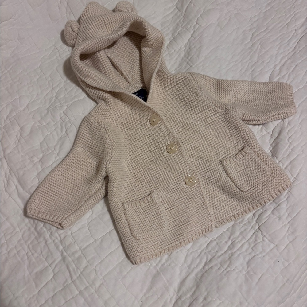GAP Cream Hooded Knit Jacket with Bear Ears